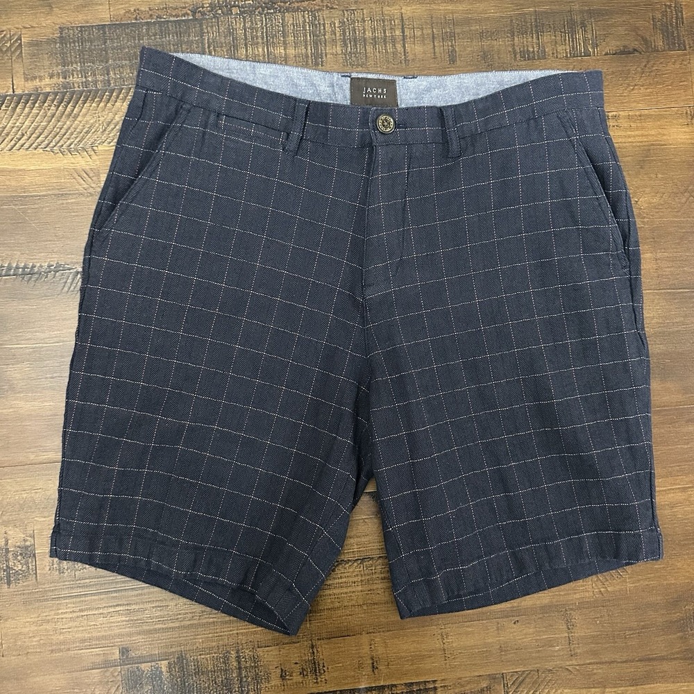 Jachs New York Men's Shorts Navy‎ Plaid Bleeker Fit Size 36"